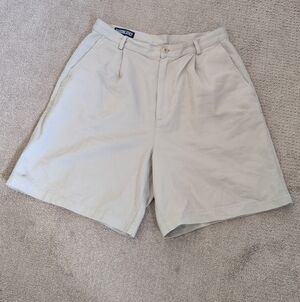 Lands End 100% Cotton High Rise Khaki Shorts